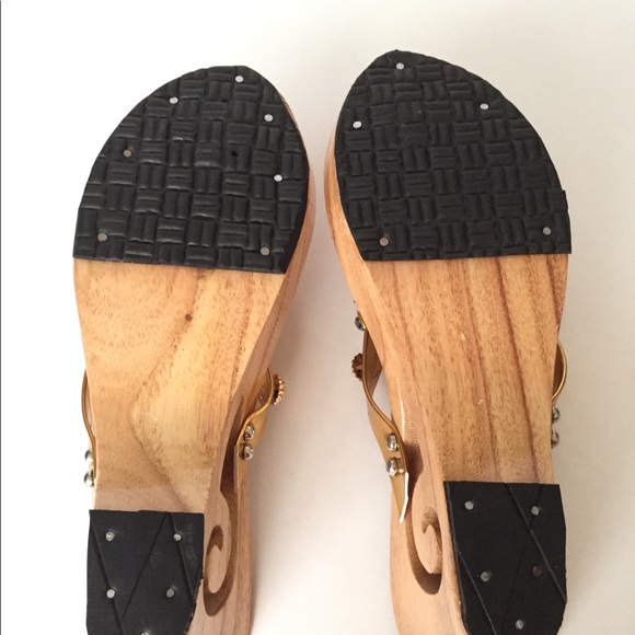 New Handmade wooden slip on sandals sz 6 3” heel - Picture 6 of 7